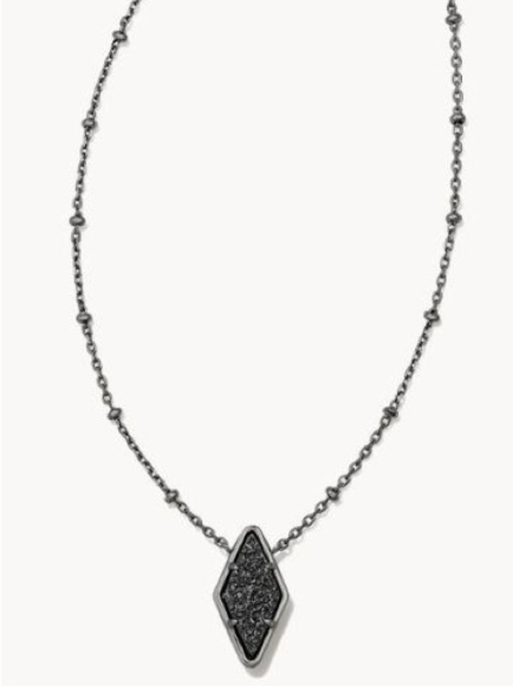 Kendra Scott Kinsley Gunmetal Short Pendant Necklace in Black Drusy